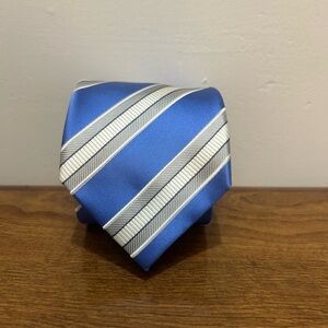 Donald J Trump signature Blue and Silver Striped Tie